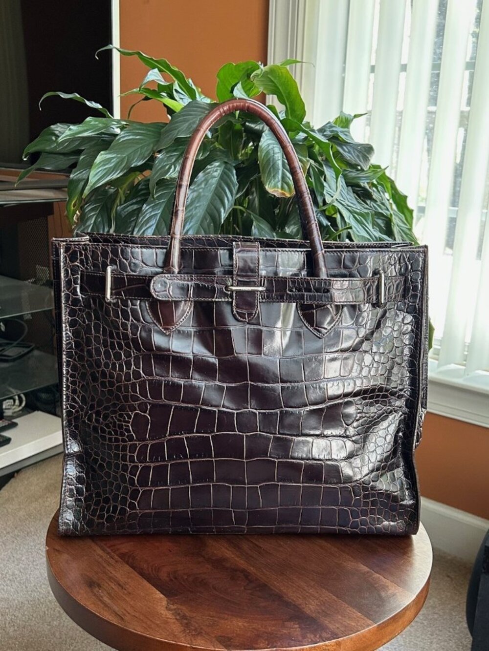FURLA Leather Tote Bag Chocolate Brown